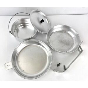 Boy Scouts Mess Kit Complete 5 Pieces Aluminum Plate Cook Pot Handle